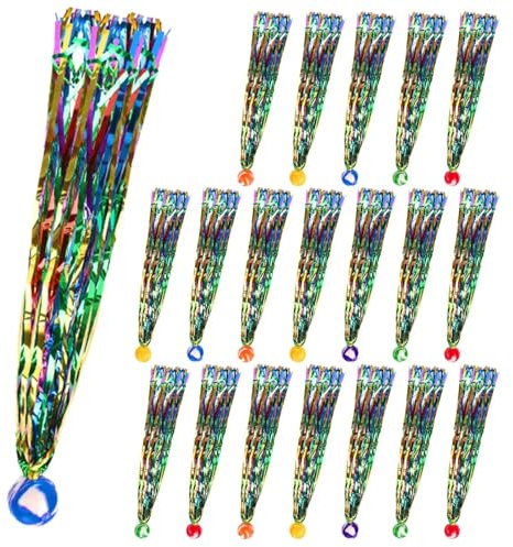 20er Set Flummies für Kinder mit Fransen, Mitgebsel Kindergeburtstag Flummi mit Schweif, Hüpfball Flummis für Kinder Pinata Füllung, Bunte Gummiball Schweifball Mitbringsel für Partyspiele Outdoor