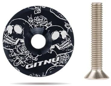 HUVZOR 1 Set stem Cap Ahead Kappe aus Carbon inkl. Aluminium Schraube für Rennrad, Cyclocrosser & Mountainbike/Top Cap MTB/Stylische Vorbau- & Steuersatz Kappe für Gabelschäfte mit 1 1/8‘‘(schwarz)