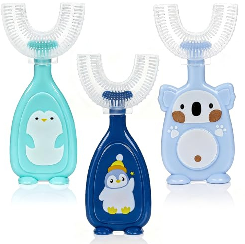 Lot de 3 brosses à dents souples en forme de U pour enfants de qualité alimentaire