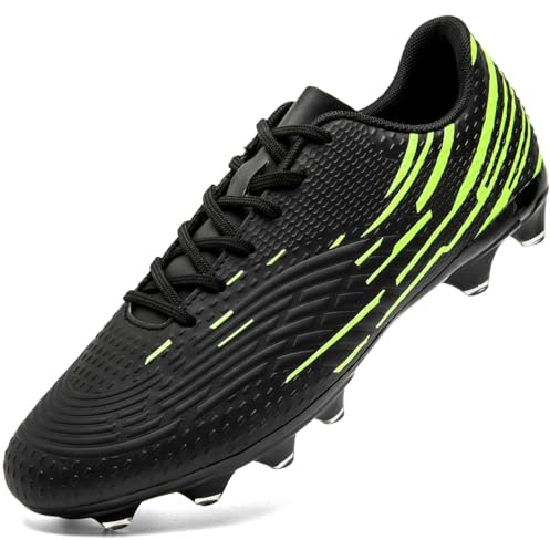 DimaiGlobal Botas de Fútbol Hombre Zapatos de Fútbol con Tacos Altos para Césped Natural e Indoor Antideslizantes para Entrenamiento y Fútbol Sala Zapatillas de Fútbol 40EU Negro/Verde