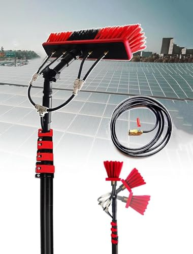 Brosse de nettoyage pour panneaux solaires - 35 cm - Poteau de 5,4 m - Extensible - Outil de nettoyage de fenêtres et de toits pour panneaux solaires et toits de véranda