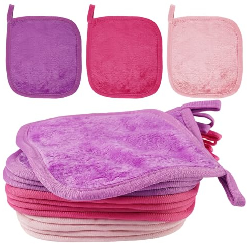 12 Serviettes Démaquillantes en Microfibres pour Toute La Peau (16 X 16 cm) | Lingette Démaquillante en Microfibre,Lingette Demaquillante Lavable,Serviette Visage Démaquillante Réutilisable