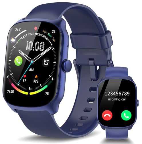 Csasan Smartwatch con Effettua/Risposta Chiamate, Orologio Smartwatch Uomo Donna con Contapassi/Sonno/Cardiofrequenzimetro, 1.95'' Fitness Tracker, IP68 Smart Watch per iOS Android Blu
