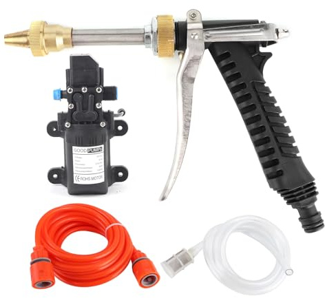 Kit de bomba de agua para lavadora de alta presión portátil de 12 V y 130 PSI, limpiador para lavado de automóviles con motor de 80 W, pistola pulverizadora de agua a alta
