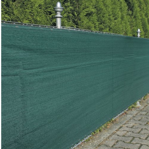 NOOR Zaunblende 1,0 x 5 m mit Befestigungs-Schnur I Zaunblende Sichtschutz, winddurchlässig I Zaunblende, vielfach anwendbar I Tennisblende/Gartenzaun-Blende/Schattier-Netz I Grün
