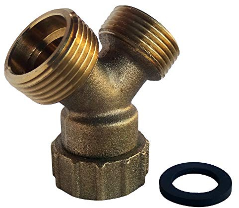 SOMATHERM FOR YOU, Raccord de jonction en Y pour tuyau d'alimentation machine à laver - Ecrou tournant 3/4 - Double sortie Mâle 3/4 - Laiton brut - Installation facile et durable (joint non fourni)