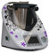 Aufkleber für den Thermomix TM5 & TM6 - Ranke mit Blumen schwarz matt violett