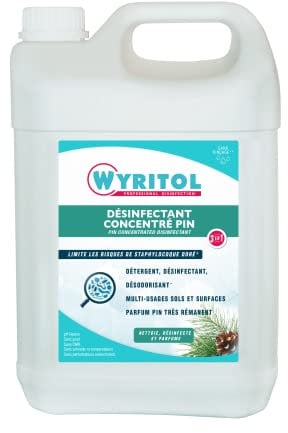 WYRITOL - Désinfectant concentré - Détergent, désinfectant et désodorisant - Multi usages - Sols et surfaces - Parfum pin - 5L - Fabrication française