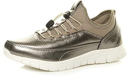 AJVANI Flat Toggle Metallic Memory Foam Gym Fitness Trainers Size