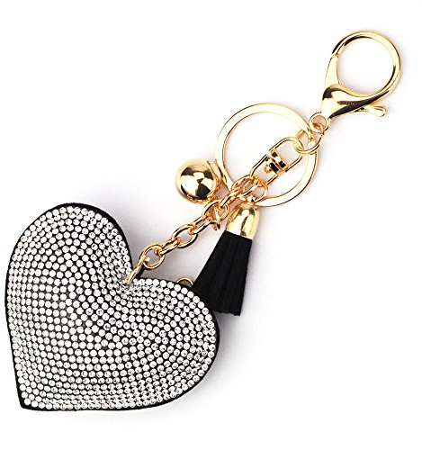 LCHULLE Glitzer Schlüsselanhänger Herz Anhänger Kristall Strass Schlüsselring Herzanhänger Bling Glitter Keychain Schlüssel Anhänger Bling Kristallstrass Taschen Koffer Rucksäcke Zubehör Schwarz