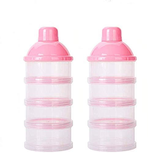 Milchpulver Portionierer Baby,4 Lagiger Milch Pulver Spender,Säuglingsnahrung Kasten,Formel Milchpulver Zufuhr Tragbare,Milchpulver Spender Stapelbare,Milchpulver Box(2 Stück,BPA-frei)