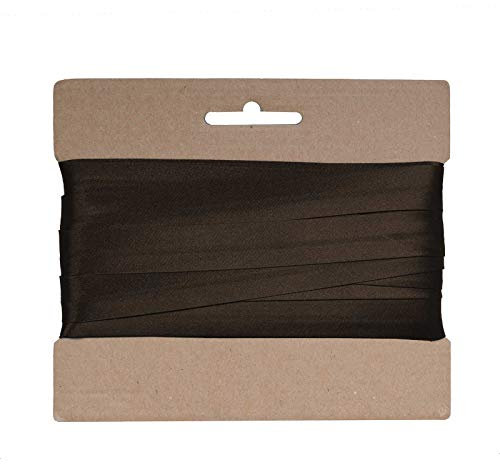 20m Schrägband Satin 20mm gefalzt Kantenband Einfassband 29 Farben wählbar, Farbe:schokobraun