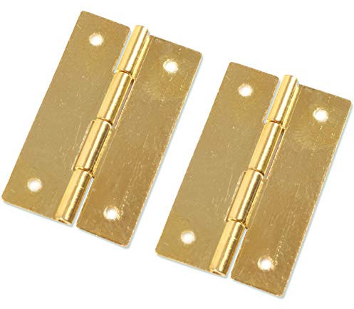 2X Mini Solid Brass Hinges - 25mm Miniature Cabinet/Doll House Hinges