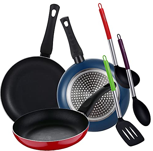 BERGNER Jumpy Set 3 SARTENES (20+24+28cm) + 3 UTENSILIOS de cocina, aluminio prensado, aptas para inducción