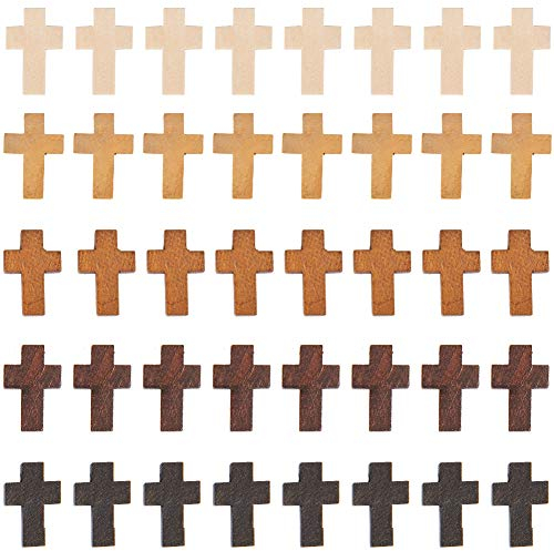 SUNNYCLUE 1 Box 60 Stück 5 Farben Naturholzkreuz Mit 2 mm Loch Holzkreuzperlen Zum Basteln von Armbändern Und Schmuckherstellung