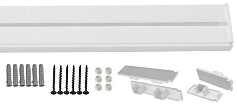1-2- läufig Gardinenschiene Vorhangschiene Set Vorgebohrt mit Seitendeckel und Montagezubehör 1-laufig 90cm