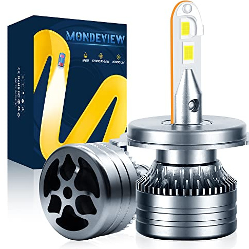 MONDEVIEW Kit H4 LED 16000LM 6000K 60W Bombilla HB2 Diseño 1:1 para Coche y Moto Brillo Extremadamente alto LED Chip 360° Rotación LED H4 con Homolgada Haz Alto Haz Bajo Luz Bi-xenón IP68