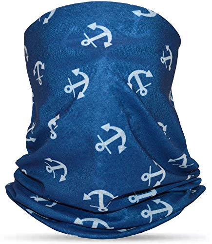 Multifunktionstuch Bandana Schlauchtuch Halsschal Kopftuch Halstuch Stirnband Loopschal Motorrad Outdoor Freizeit Jogging Fahrrad Anker-Muster Jeansblau