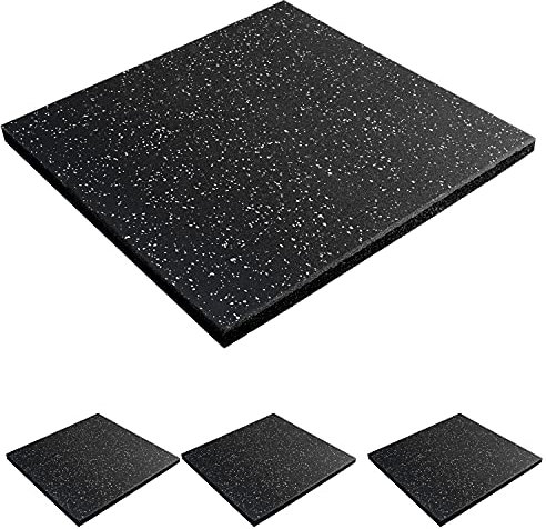 MYOYAY 4 Stück ineinandergreifende Fliesen, 50,8 x 50,8 x 2,5 cm, strapazierfähige Gummi-Bodenmatte, Anti-Vibrations-Anti-Rutsch-Trainingsmatten für Fitnessgeräte und Kissen für Workouts, Abdeckung