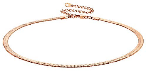 Rose Gold Snake Chain Thick Herringbone Necklace