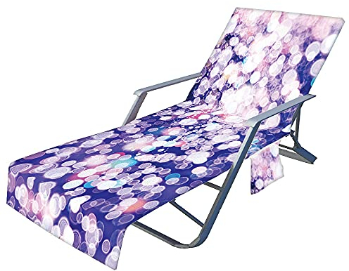 FANSU Sternenhimmel Schonbezug für Gartenliege Frottee Liegenauflage Garten Sonnenliege Handtuch mit 2 Taschen Stuhl Strandtuch für Schwimmbäder Strände Gartenhotels (Sternenlicht,75x210cm)
