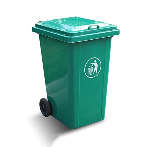 caihuashopping Dustbin Outdoor Trash Can 240L Iron Trash Can with Wheels Flip Lid Large-capacity Trash Can with Double Handles and Trailer Parts, Green Trash Can