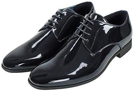 Scarpe Uomo Class Blu/Nero Lucido Vernice Eleganti Cerimonia (#A2 Nero, Numeric_46)