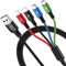 Minlu Cable Cargador Múltiple de 3.5 A/1.8M, Cable USB Carga Rápida 4 en 1, Cable USB Multi de Nylon Trenzado con Micro/tipo C/2*iP para iP 15/14/13/12/11/Xs/X/8/7/6,Galaxy S20/S10,iPad,PS4,Píxel