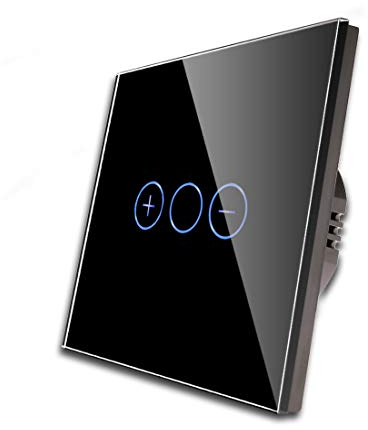 CNBINGO Interruttore dimmer per luci a LED, interruttore della luce touch da incasso, interruttore dimmer semplice in nero, interruttore da parete con pannello in vetro e LED di stato