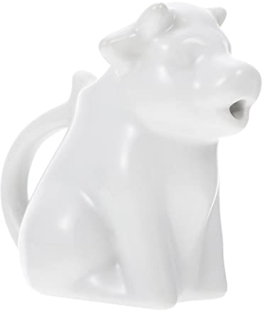 Cabilock Milchkännchen Keramik Kuh Milchkrug Sahnekännchen mit Griff Milchkanne Porzellan Sauciere Soßenkanne Sahnekanne Dip Schalen Saucenschälchen für Essig Öl Kaffee Latte Espresso Art