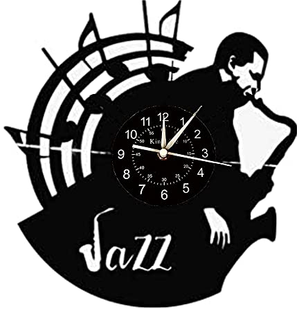 Smotly Vinyl Wanduhr, Saxophon Muster Thema Wanduhr, eine Wanduhr Geschenk für Musikliebhaber.