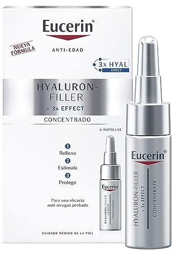 Eucerin Hyaluron-Filler Konzentrat Anti-Aging Tagescreme mit 3x Effekt-Formel, 6 x 5 ml für sichtbar glattere, strahlende und jünger aussehende Haut
