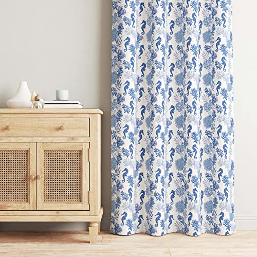 Tex family Tenda tendaggio confezionata Made in Italy cm. 150x280 per tutti i tipi di bastone e binari Coralli e CAVALLUCCI MARINI Blu