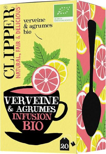CLIPPER - Infusion Bio - Verveine Agrumes - 100% Ingrédients Naturels - Issu du Commerce Équitable - 20 Sachets d'Infusion - 1 Paquet