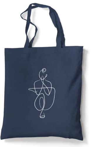 tradercat Jutebeutel bedruckt vintage One Line Art Silhouette Elegance 100% Baumwolle, Stoffbeutel bedruckt, jutebeutel aesthetic Woman jutebeutel spruch (Yoga Pose One Line - Blau)