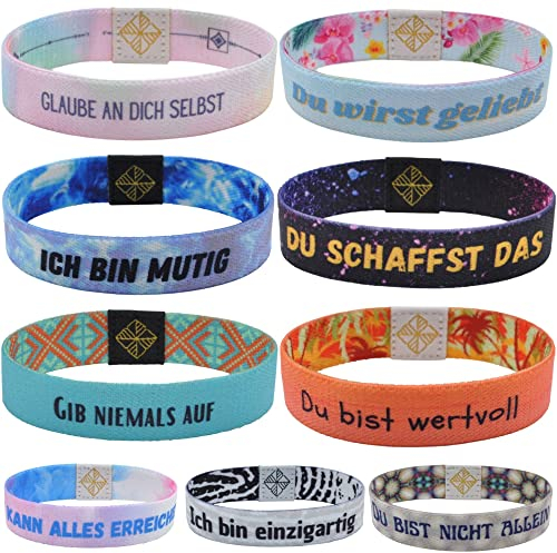 brands2love juma - glaubensband | 5er Sets - Verschiedene Größen | Freundschafts-, Energie- & Motivations-Armbänder, Aus Stoff, Inspirierende Glücksbringer… (M - 17 cm, Lebensfreude)