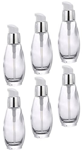 minkissy 6pièces Flacons Pompe Vides Verre Transparent Lot pour Cosmétiques Liquides Réutilisables Et Rechargeables Usage Quotidien