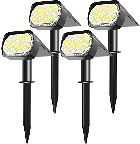 Quntis Solarstrahler für Außen 4 Stück, IP65 Wasserdichte Solar Spots, 2 in 1 Gartenstrahler Gartenbeleuchtung 3 Modi Solarlampen Solarleuchten Wandleuchte für Garten Weg Pflanzen Balkon Terrasse Haus