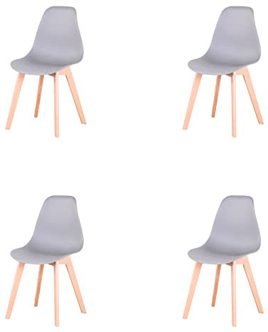 HJhomeheart Chaise de Salle à Manger Chaise de Bureau Pieds en Hêtre Massif Lot de 4 Idéal pour Salle à Manger Mariage Salon Bar (Gris/4)