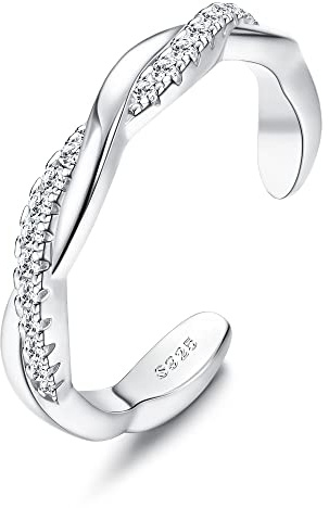 JeryWe Bagues d'Orteil Argent Sterling 925 pour Femme Fille ajustable Anneau Ouvert Réglable Knuckle Fleur CZ Serpent Torsade Opale Bande Anneaux Été Plage Ring Bijoux de Pied（Style6）