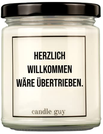 candle guy Duftkerze | Herzlich willkommen wäre übertrieben. | Handgemacht aus 100% Sojawachs | 70 Stunden Brenndauer