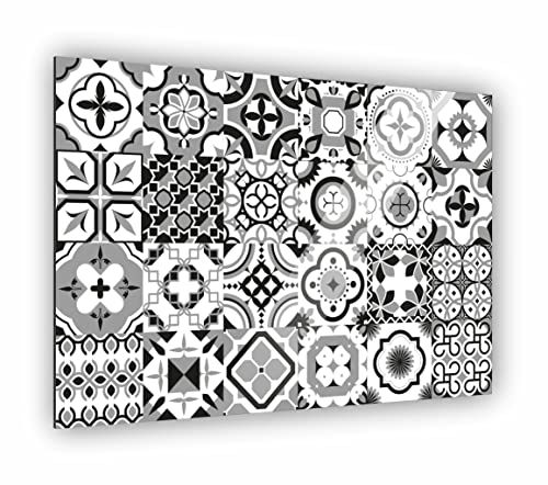 Manschin-Laserdesign Küchen Spritzschutz Fliesenmuster in Verschiedene Größen | Küchenrückwand | Aluverbund | Fliesenschutz | Paneele | Küchenfliesen | Fliesenspiegel | Rückwand (Aluverbund 90x60cm)