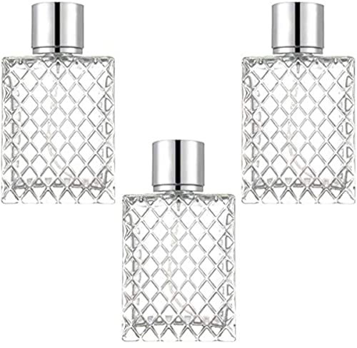 INVEES 3 botellas de perfume de cristal cuadradas de 100 ml, atomizadores vacíos para perfume líquido