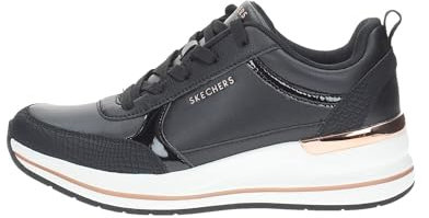 Skechers Fine Shine, Billion 2 Medios con Cordones Mujer, Black Duraleather/Patent Trim, 36 EU