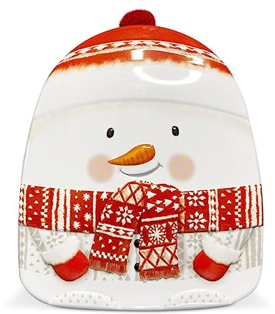 stylebox Blechdose in Form eines Schneemannes mit Mütze Keksdose Deko-Box Retro-Dose Aufbewahrung, Volumen: 800 ml Maße: 17.5 x 15 x 4 cm