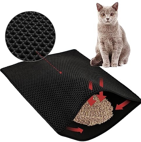 Sonnewelt 78cm*60cm Katzenklo Matte Katzenstreu Matte Katzenklo Unterleger Waben Design Katzenklo Vorleger wasserdichte Doppelte Schichte Entwurf Bienenwabe Matte Katzenmatte für Sauberkeit