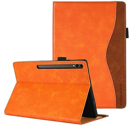 CASAFUNY Case for Samsung Galaxy Tab S10 Ultra/ S9 Ultra/S8 Ultra 14.6 Inch Tablet Cover, Shockproof Case with S Pen Holder Protective Cover for Samsung Galaxy Tab S10 Ultra/ S9 Ultra/S8 Ultra, Orange