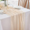 DROMCOM Beige Tischläufer, Käsetuch Tischläufer, 300 x 80cm Musselin Tischdeko, Boho Gaze Stoff Dekostoff, Rustikal Seihtuch Tischläufer Waschbar für Hochzeit, Geburtstag, Taufe Dekoration