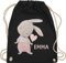 Turnbeutel Rucksack - Süßer Hase Mädchen mit Name personalisiert I Häschen I Rabbit I Langohr I Süße Hasen - Unisize - Schwarz - personalisierter beutel kinder geschenke kindergarten