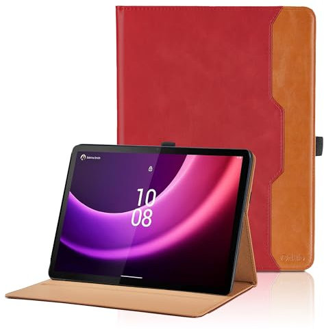 Custodia per Lenovo Tab P11 (2nd Gen) 11.5 Pollici TB350FU 2023 Business Premium Pelle PU Leather Multi-Viewing Angles Stand Folio Cover Protettiva con Auto Sveglia/Sonno,Tasca - Rosso